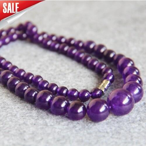 New 6-14mm Natural Purple Stone Chalcedony Necklace Gifts For Women Girls Beads Stones 18inch Girl Fashion Jewelry Making Design