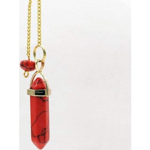 Ya.x natural stone pendant Reiki Pendulum Natural Stone Amulet Healing Crystal Pendant Meditation Hexagonal Pendulums for Men W