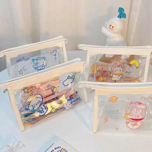 Cosmetic Bag Transparent Quicksand Pvc Storage Bag Stationery Storage Bag Portable Outdoor Travel Cosmetic Storage Bag