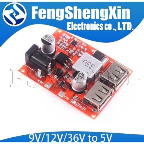 Adjustable step-down voltage stabilized power supply module for on-board charging of solar energy 3A 9V/12V/36V to 5V