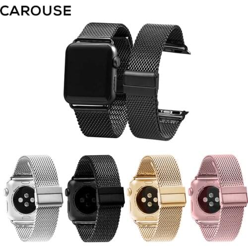 Carouse Stainless Steel Milanese Watchband for Apple Watch Band Series SE/6/5/4/3/2/1 42mm 38mm for iWatch Metal Strap 40mm 44mm
