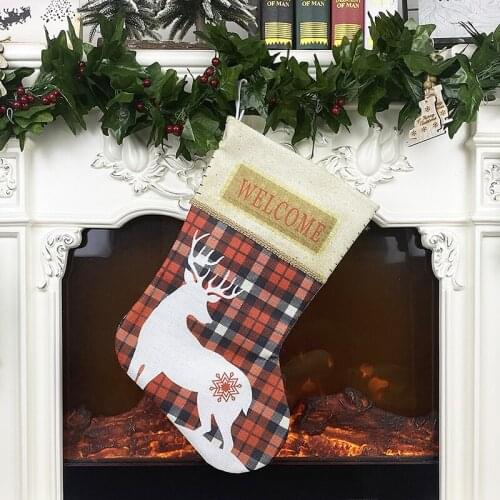 Christmas Stockings, Hanging Ornaments, Welcome Elk Cloth Doll Gifts Reusable Decoration