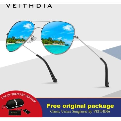 VEITHDIA Fashion aviation sunglass Polarized Sunglasses for Men/Women Colorful Reflective Coating Lens Driving Sun Glasses