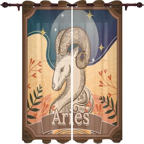 Aries Constellation Curtains for Bedroom Kitchen Window Treatments Valance Curtains for Living Room