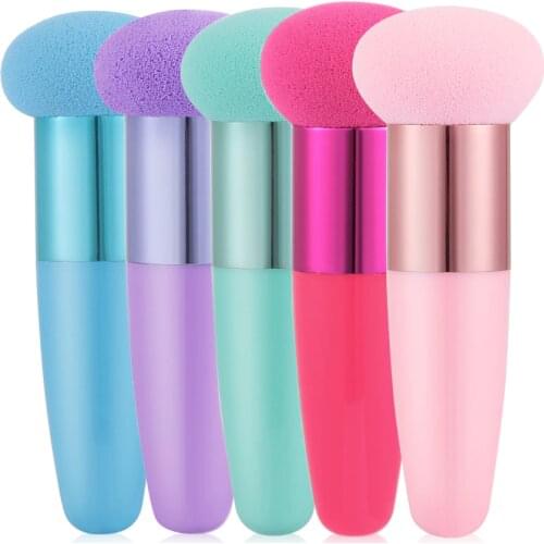 1PC Women Mushroom Head Puff Foundation Liquid Sponge Beauty Cosmetic Powder Puff with Smooth Handle Face MakeUp Brushes Tools