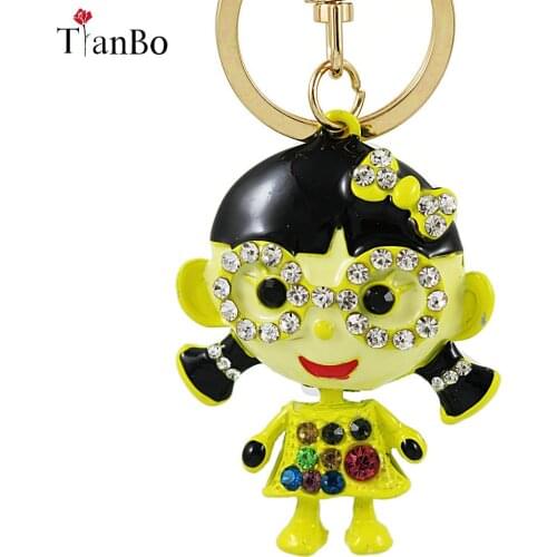 TianBo Girl For Lovers Gift Key Chains Rings Holder Couples Crystal Bag Pendant For Car Keyrings Key Chains Chaveiro