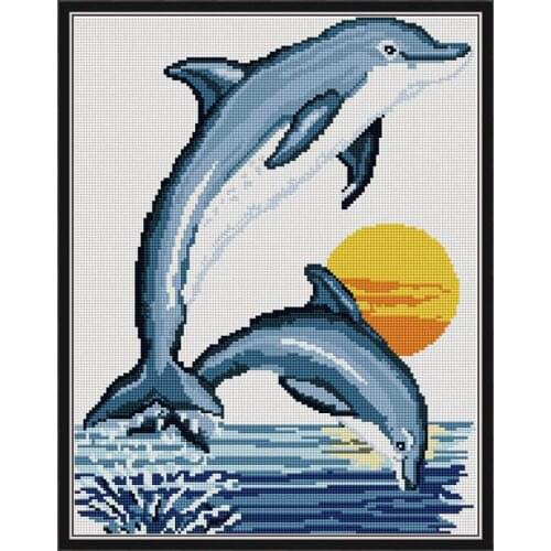 Everlasting Love Two Little Dolphins Chinese 5d Diamond Painting Full Square Christmas Decorations For Home Wedding Decoration