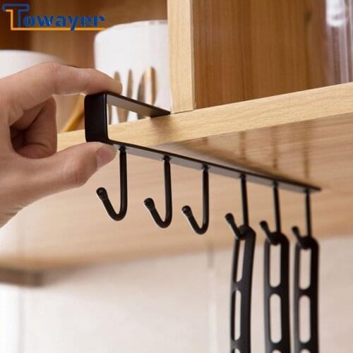 Towayer Bearing Stronger Free of Punch Storage Shelf Hanging Cap Paper Shelves Kitchen Iron Multifunction Hanger - 1 Piece