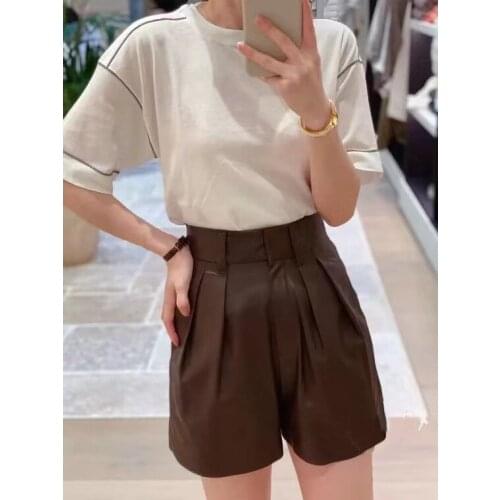 Women T-shirt 2021 Summer Cuffs Beaded Linen Short-sleeved Simple Casual Commuter T-shirt Women