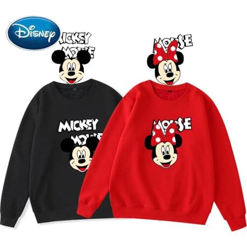 Disney Fashion Minnie Mickey Mouse Letter Cartoon Print Unisex Streetwear Women Couples Sweatshirt Long Sleeve Tops 9 Colors