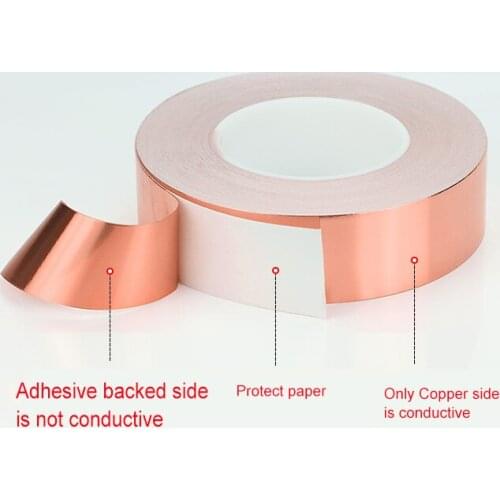 1 side conductive Brass adhesive tape 0.06mm copper sheet glue backed film board Shielding signal phone PCB conductivity