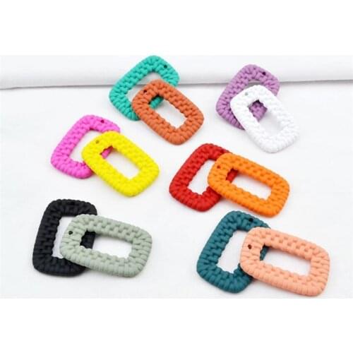 10pcs/lot new creative square weave resin bead hole charms connector for diy personality earrings jewelry making accessories