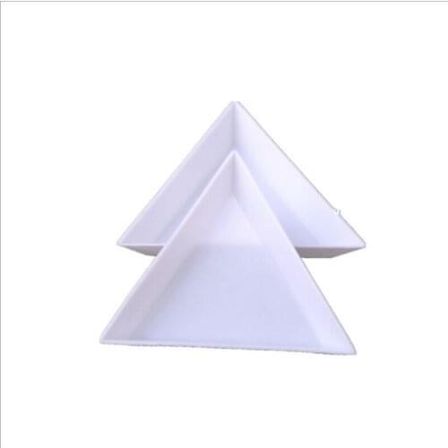 10pcs Triangle Plate For Nail Rhinestone Jewelry Beads Crystal Nail Art Sorting Trays White Storage Display Plastic Tray