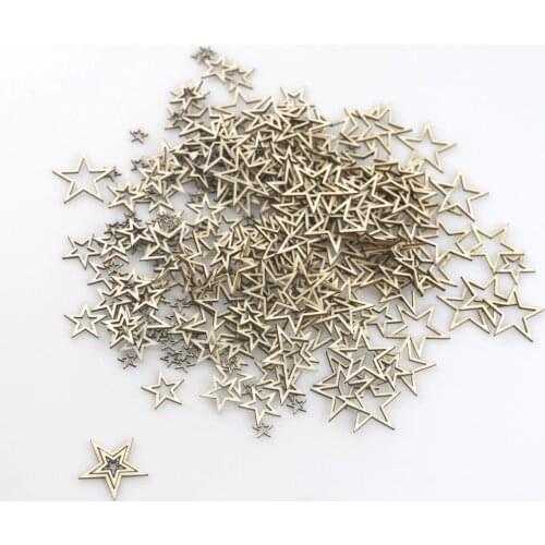 100pcs 20mm Wooden Stars Cutouts Crafts for Christmas Flag Winter Party Decoration Art Craft Sewing Model Crafts Toys