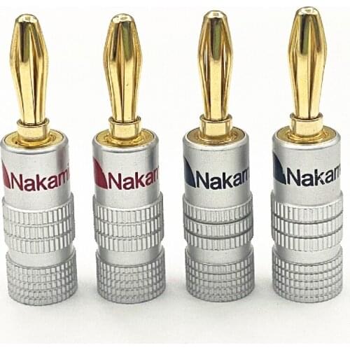 2pcs Banana Connector 4mm Speaker banana plugs 24K Copper gold plated 4mm Banana Jack match with 4mm binding post