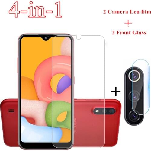2PCS Glass For Samsung Galaxy A01 Tempered Glass For Samsung A01 Screen Protector Phone Protective Glass Film Camera Lens Film