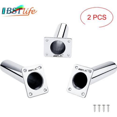 2X Flush Mount 0 or 20 Degree stainless steel 316 square shape flange fishing rod racks holder Bracket boat fishing Accessories