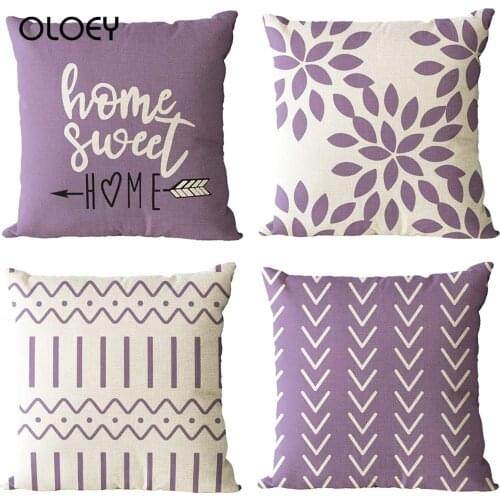 45x45cm Purple Pillow Covers 18x18 Modern Sofa Throw Pillow Cover Decorative Outdoor Linen Fabric Pillow Case for Couch Bed Car