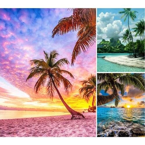 5D DIY Diamond Painting Seaside Beach Landscape Cross Stitch Kit Full Drill Embroidery Mosaic Picture of Rhinestones Home Decor