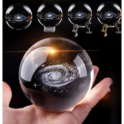 6cm Laser Engraved Galactic Cosmic Ball 3D Miniature Planets Model Sphere Glass Globe Ornament Home Decor Gift for Astrophile