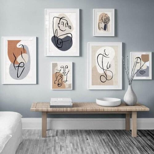 Abstract Line Color Block Body Art Sofa Background Wall Decoration Painting Canvas Poster For Living Room Bedroom Wall Decor