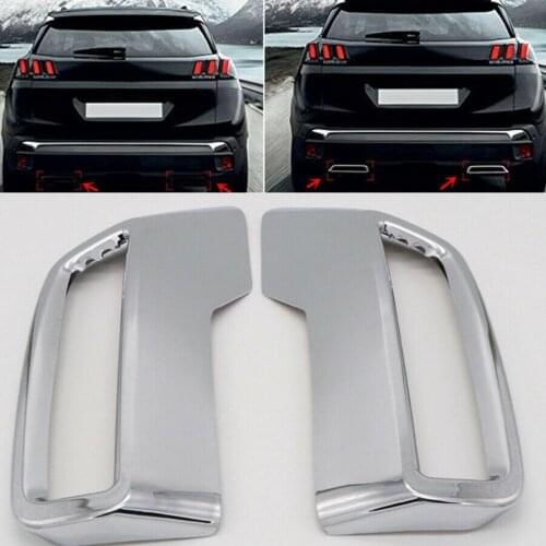 Car Rear Exterior Exhaust Muffler Pipe Decoration Cover Trims for peugeot 3008 Access Active Allure 5008 2017-2018 Accessories