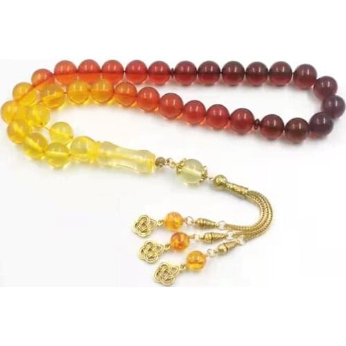 Tasbih Muslim Ramadan Eid gift Misbaha Resin 33 rosary bead Bracelet islamic accessories 2021 fashion Product Gold tassel masbah