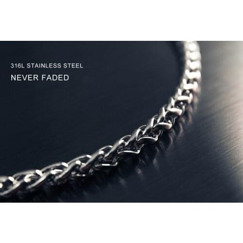 100% Stainless Steel 5mm Width Wheat Braided Chain Bulk Knitted chain necklace Mens Cadenas Acero Inoxidable Wholesale 10pcs
