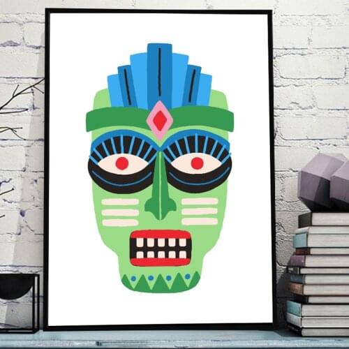 Ceremonial African Hawaiian Aztec Masks Wall Art Nordic Posters And Prints Canvas Painting For Living Room Decoration