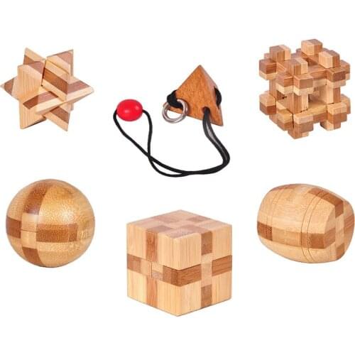Wooden 3D Puzzle Games Luban Lock Activity Educational Toys Cube Magic Ball Brain Teaser Intellectual Assembling Toy For Kids