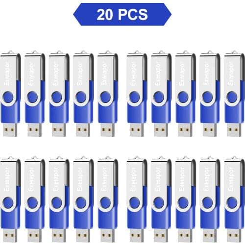 32GB Flash Drive Pack of 10 Thumb Drives Bulk, Exmapor Metal USB 2.0 Memory Stick Swivel Pen Drive 16 GB 8 GB 4 GB 2GB 1GB 512MB