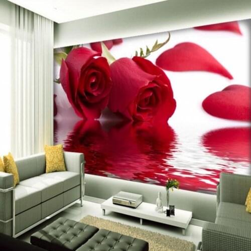Photo wallpaper Rose reflection stereo TV bedroom decorative background wallpaper custom wallpaper mural