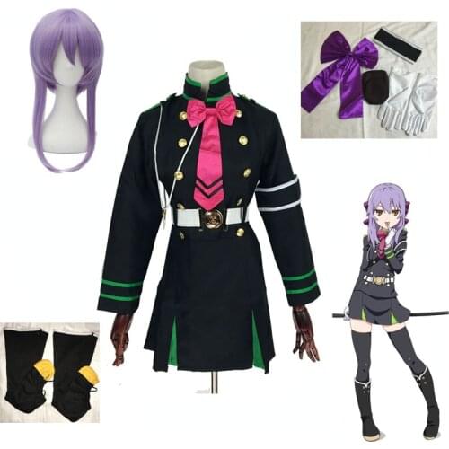 The Japanese Anime Seraph of the Final Owari no Seraph Hiiragi Shinoa Cosplay Costumes Full Uniform Set With Wig