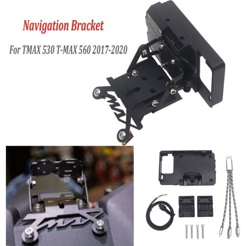 For YAMAHA TMAX 530 T-MAX 560 2017-2020 2019 Motorcycle Windscreen GPS Phone Navigation Bracket USB Charging Mounting Holder