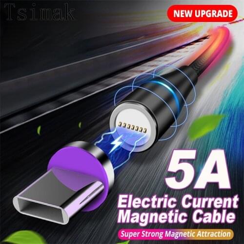 5A USB Type C Magnetic Cable Fast Charging Type-C Cable for Smasung S20 S10 Huawei P40 P30 P20 Mate 30 20 Pro Phone Supercharge