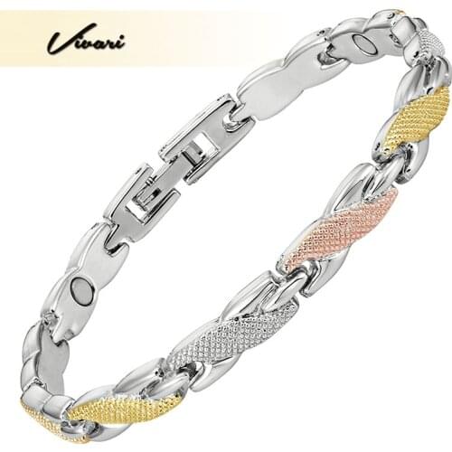 Vivari Fashion Women Bracelets 3-Tone Colors Rose Gold Silver Color Magnetic Bracelet Femme Ion Bracelet Wristband Charm