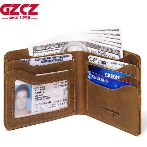 Fashion Slim Wallet Genuine Leather Credit Card Holder Short Perse Leather ID Card Holder Bank Multi Slot Card Male Purse Mini