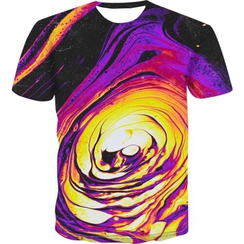 2020 summer new 3D mens T-shirt three-dimensional fantasy halo color printing mens fashion handsome men and women round neck t