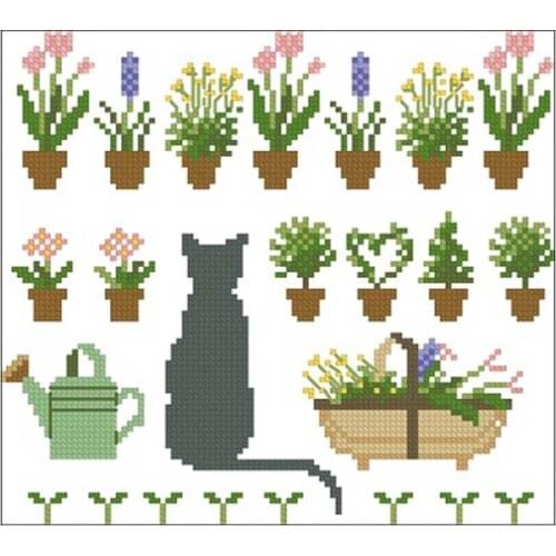 100% cotton threads Cat and flower Patterns Counted Cross Stitch 11CT 14CT 18CT DIY Cross Stitch Kit Embroidery Needlework Sets