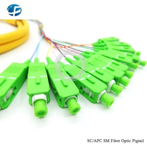 Best Price 5Pcs 12Core APC Pigtail 1.5m Single Mode APC Connector Fiber Optic Pigtail Cable