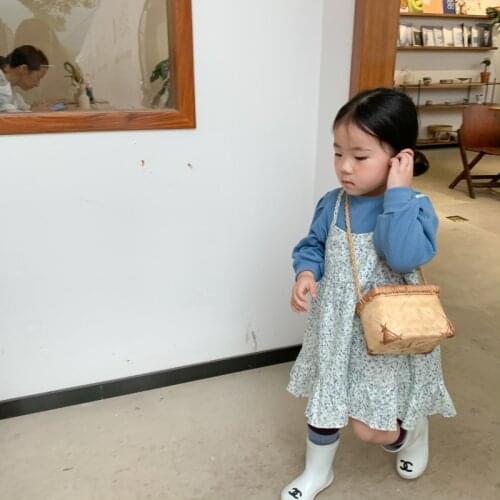 Autumn New Arrival korean style girls clothing sets long sleeve hoodie with suspender flowers dress for cute sweet baby girls