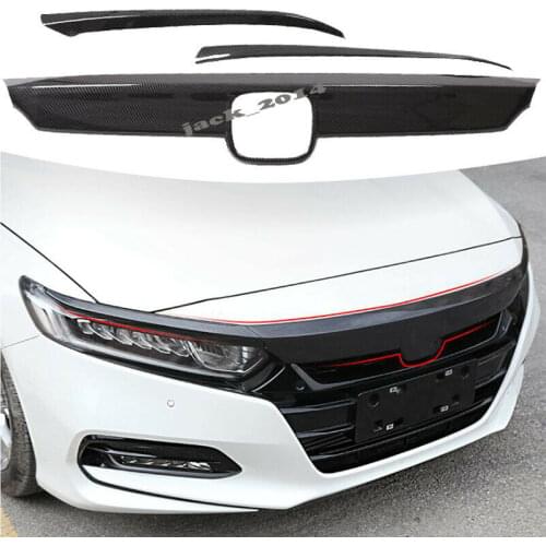 Carbon Fiber Surface Front Grille Strip Cover Trim For Honda Accord 2018 2019 10th