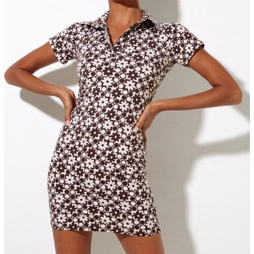Turn-down Collar Office Ladies Shirt Dress Fashion Floral Short Sleeve Women Summer Dress New Sexy Mini Pencil Party Vestidos