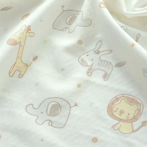 Half meter cartoon forest animal plaid print 100% cotton double yarn fabric babys garment pinofore diaper T1120
