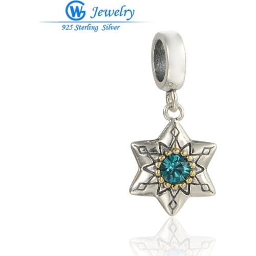 MERRY CHRISTMAS Accessories Five-Pointed Star Pendant Fits For Necklace For Women Blue Crystal GW Jewelry S250H20