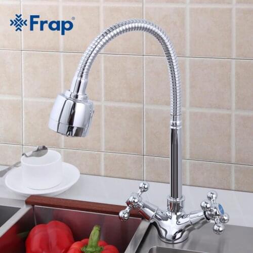 FRAP Top Quality Kitchen Sink Faucet Mixer Cold and Hot Kitchen Tap Mixer Silver Single Hole Water Tap torneira cozinha F4319