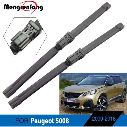 For Peugeot 5008 Car Front Windscreen Wiper Blades Frameless Push Button Arms 2009 2010 2011 2012 2013 2014 2015 2016 2017 2018