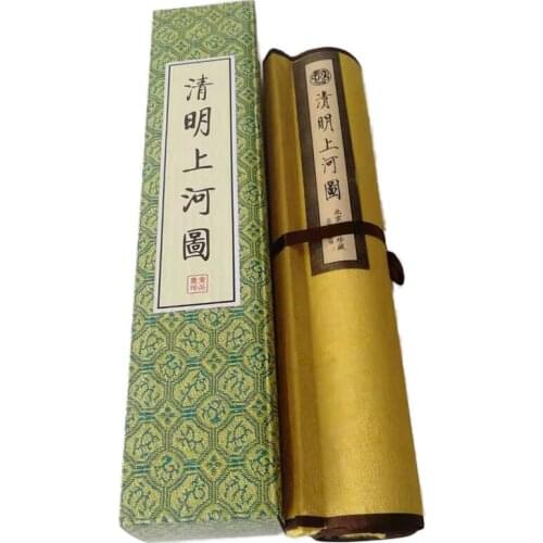 Traditional Chinese Painting Scroll Exquisite Landscape Qing Ming Shang He Tu Decoration Full Roll with Box 23x210CM
