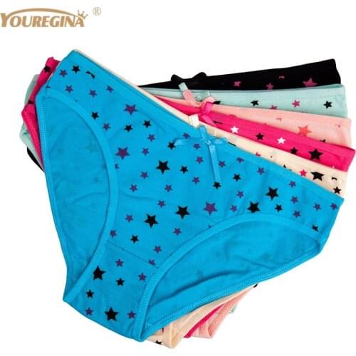 Women Panties Cotton Ladies Underwear Briefs Woman Sexy Star Print Underpants Lingerie Knickers 6 pcs/lot