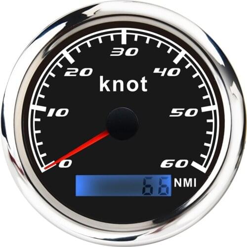 AU05 -Universal Speedometer 12V/24V Odometer 85mm 60 Knot LCD Hourmeter Tachometer Backlight Meter with GPS Antenna